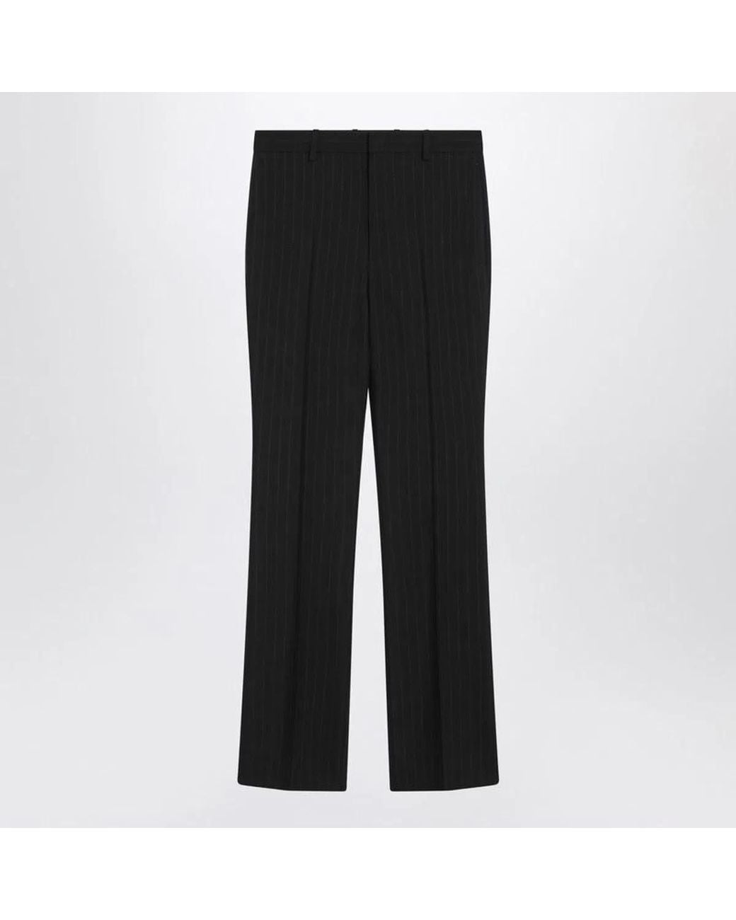 Gucci Black Wool Pinstripe Trousers