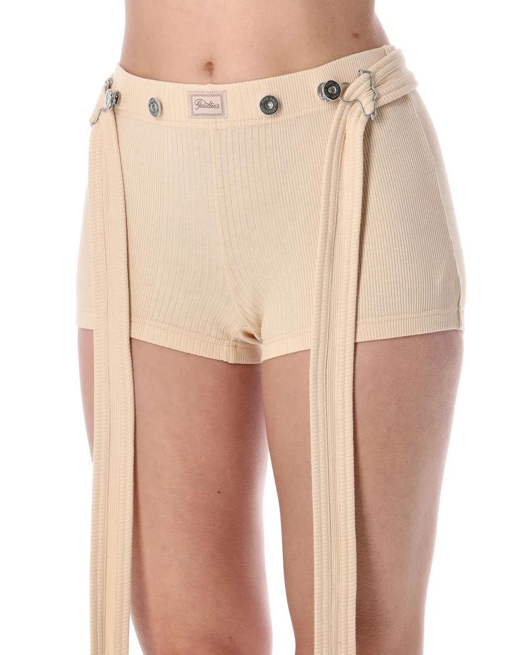 Jean Paul Gaultier Natural Ribbed Patch Shorts