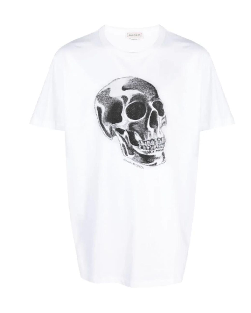 McQueen White Skull Print T Shirt for men