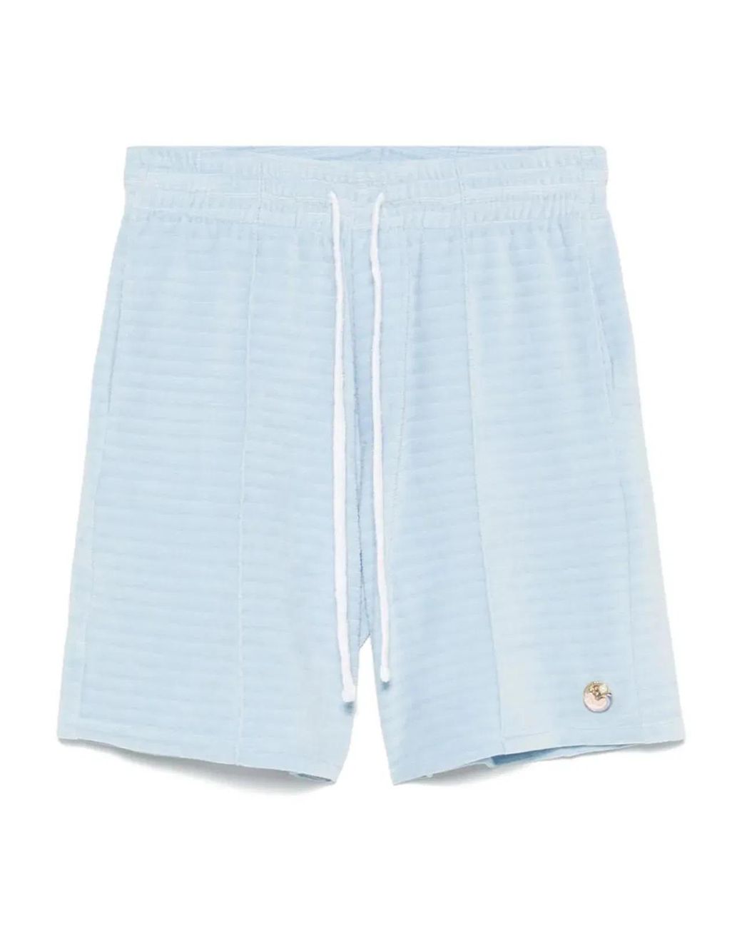 Casablanca Blue Velour Pintuck Shorts for men