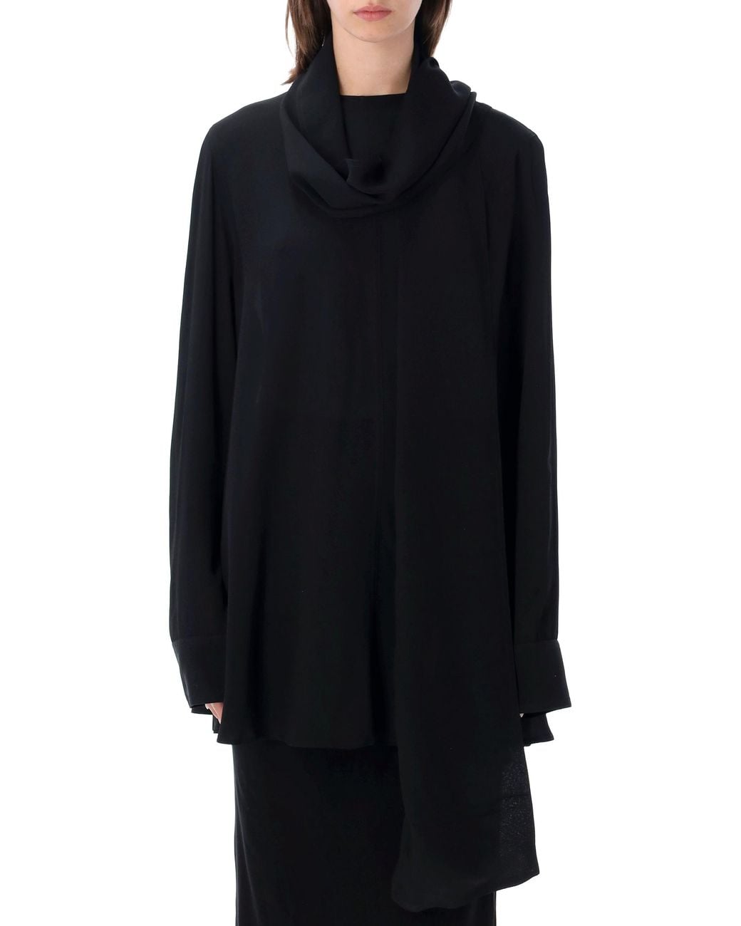 Totême Black Draped Scarf Blouse