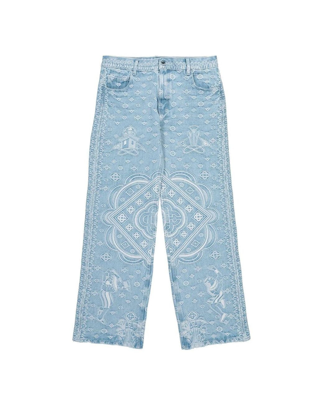 Casablanca Blue Carpet Jacquard Baggy Denim Jeans for men
