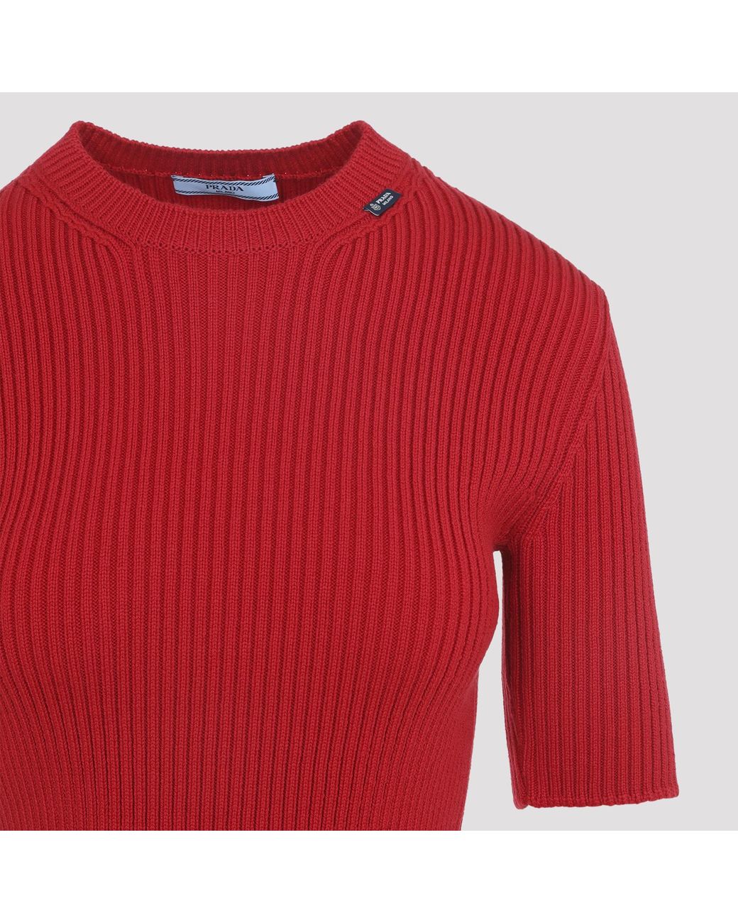 Prada Red Short-Sleeve Sweater