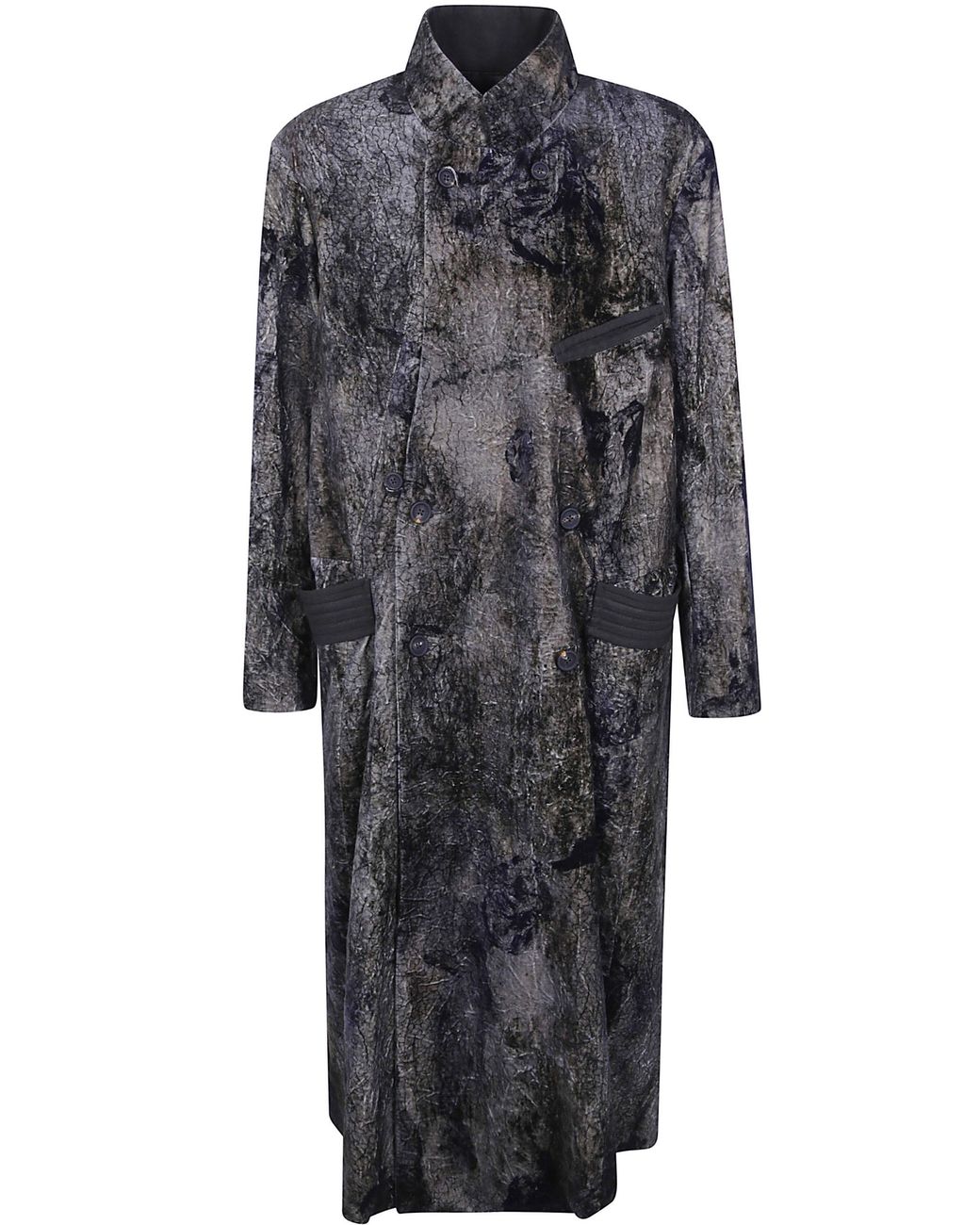 Ziggy Chen Gray Velvet Stand Collar Coat for men