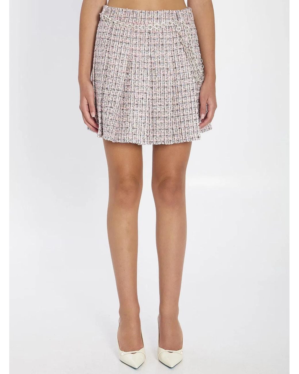 Self-Portrait White Self Portrait Pleated Skirt With Belt