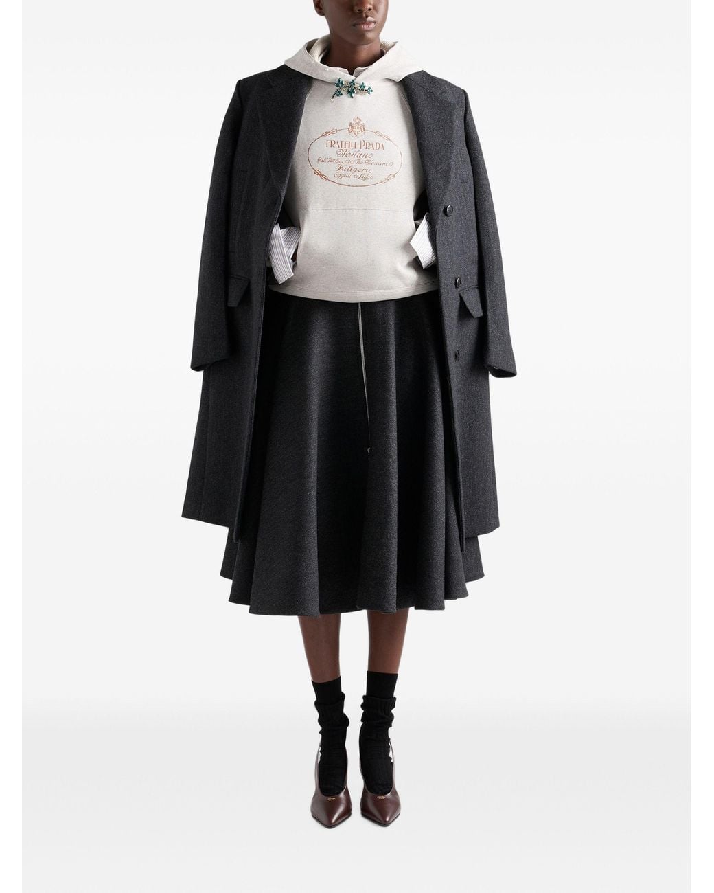 Prada White Cotton Fleece Hoodie