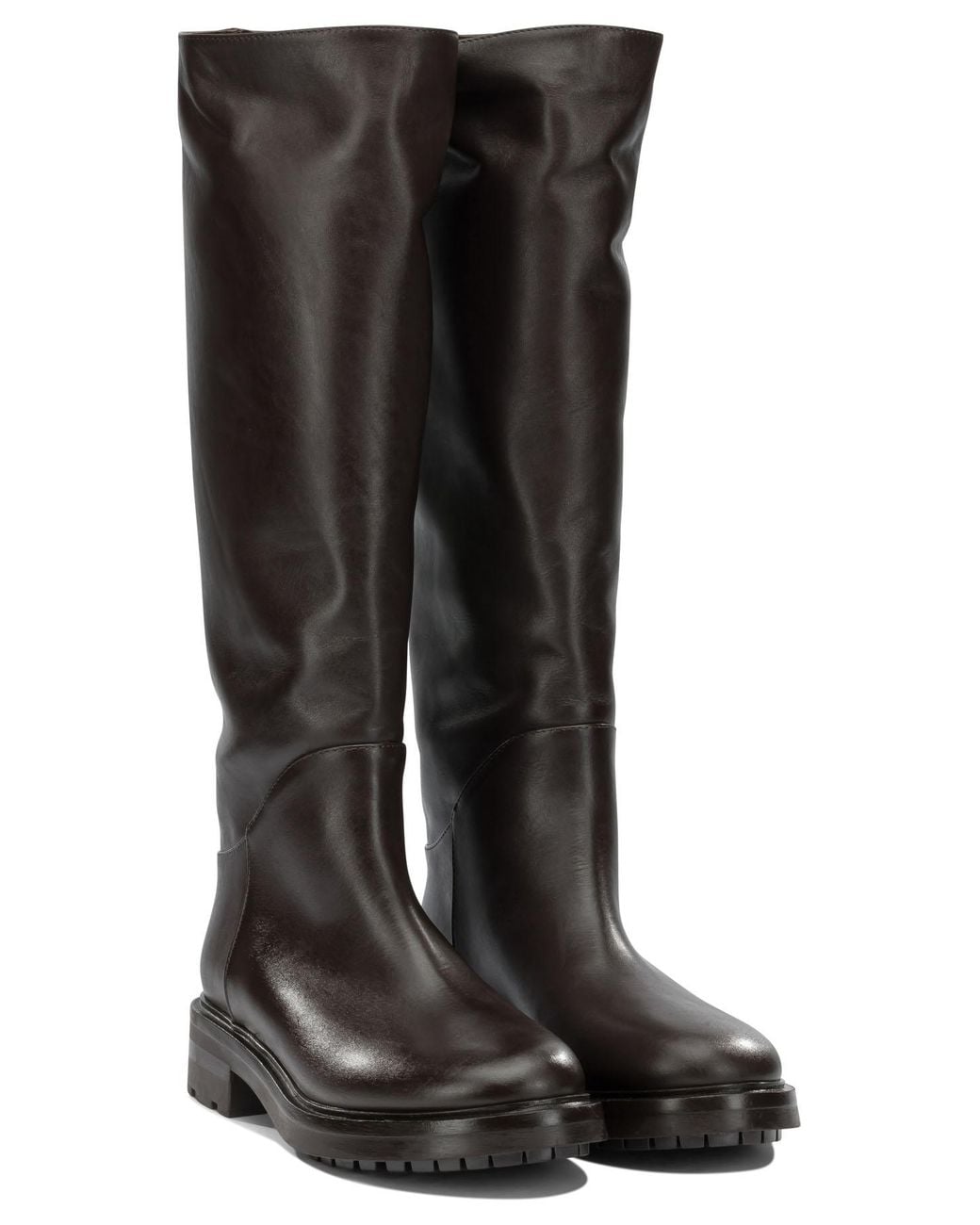 Strategia Black Leather Rubber Boots Ankle