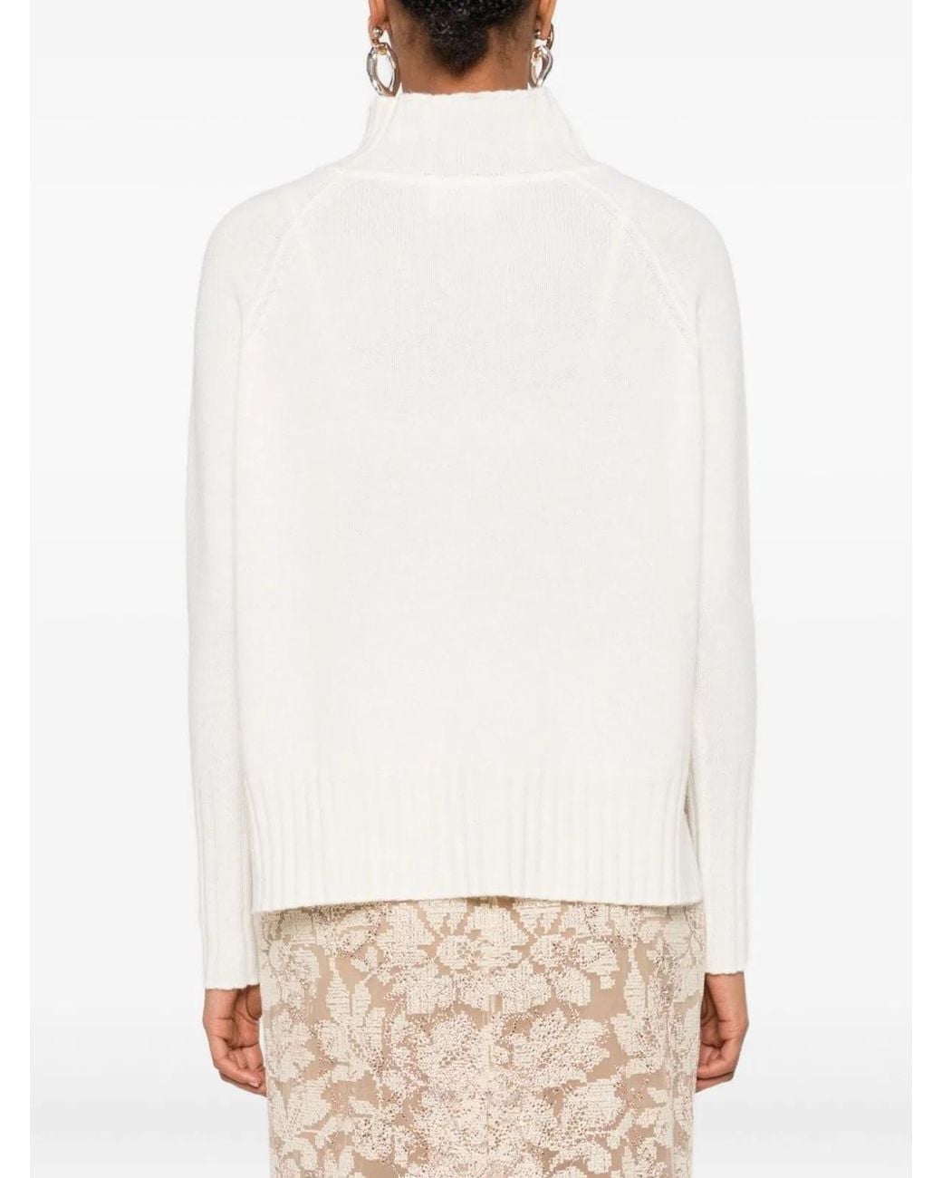 Be You White Cashmere Turtle-Neck Sweater