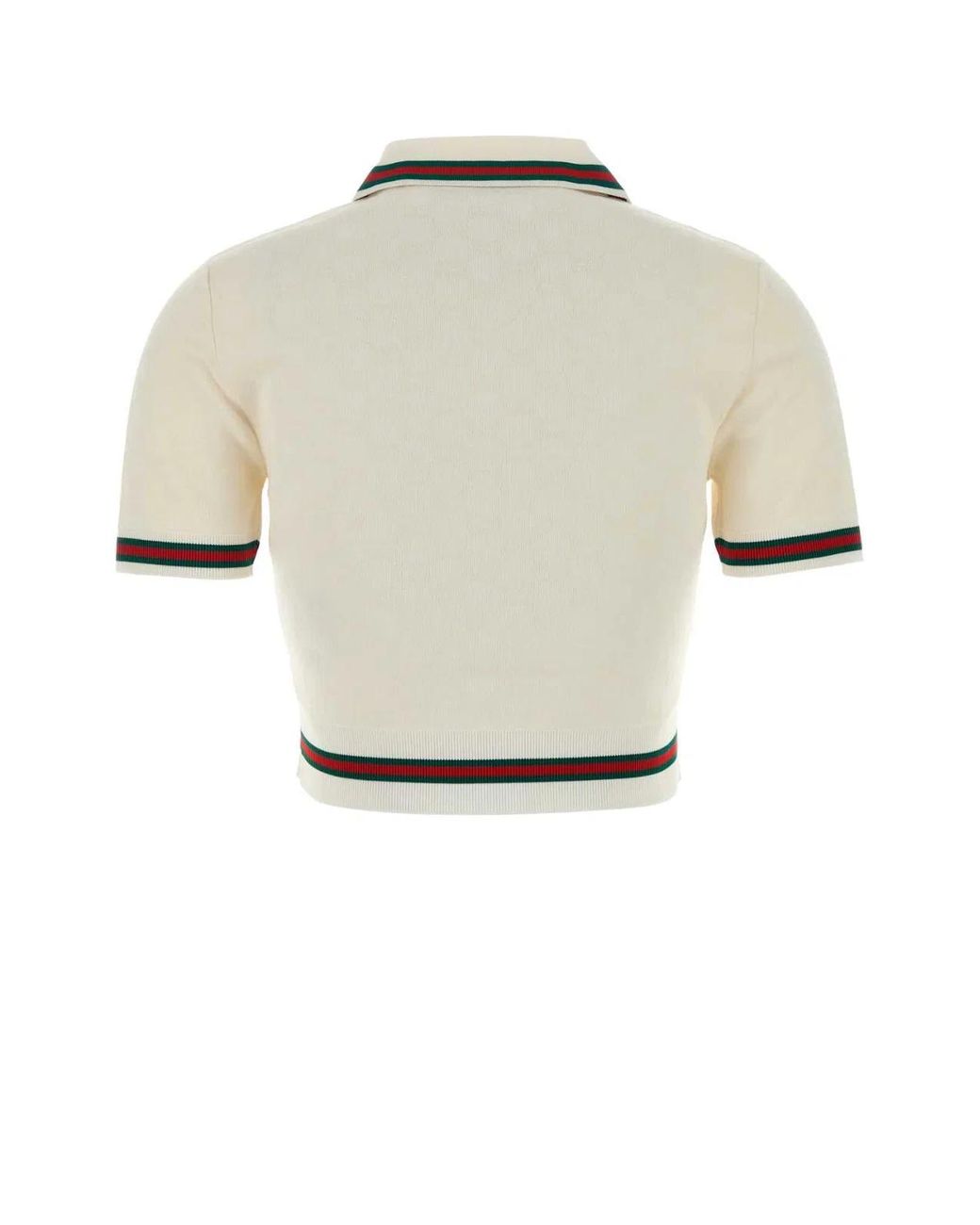 Gucci White Jacquard Shirt Collar Polo