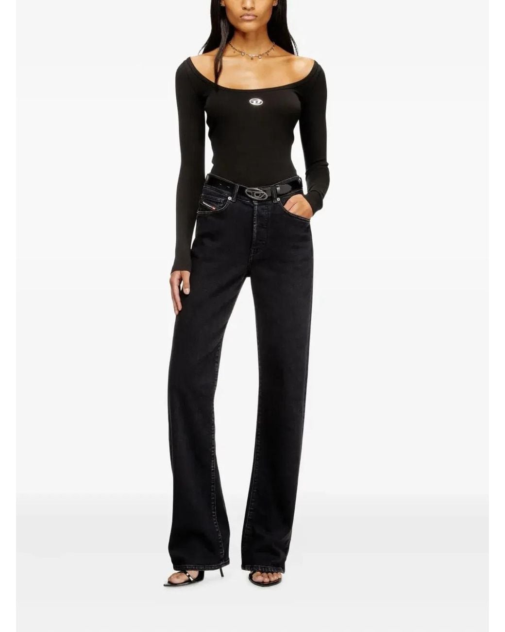 DIESEL Black Bal Ribbed Long-Sleeve Top