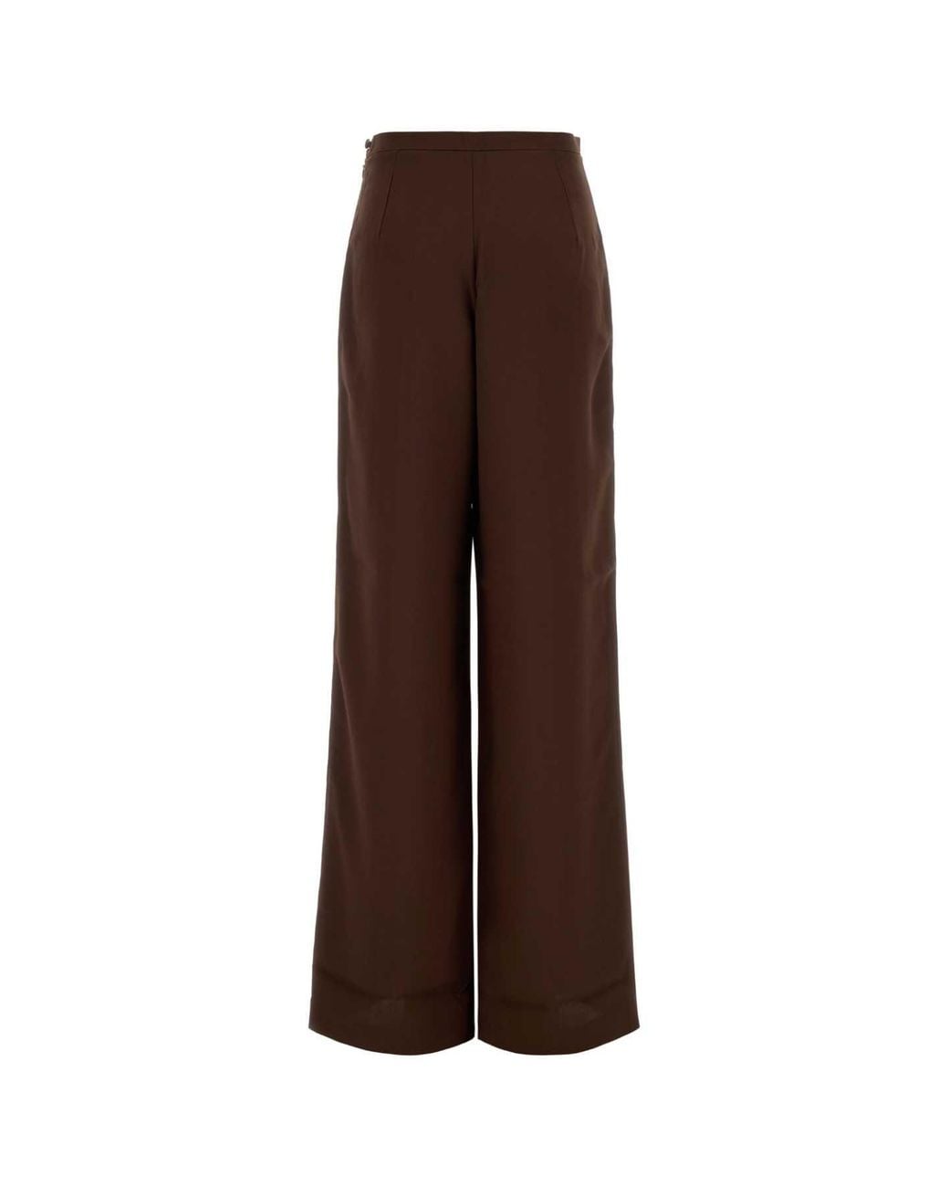 Taller Marmo Brown Chocolate Crepe Wide-Leg Marlene Pants