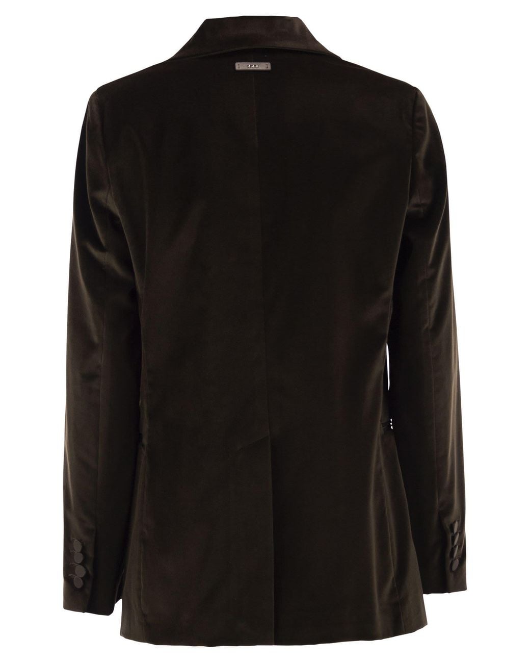 Peserico Black Single-Breasted Stretch Velvet Blazer With Satin Lapels