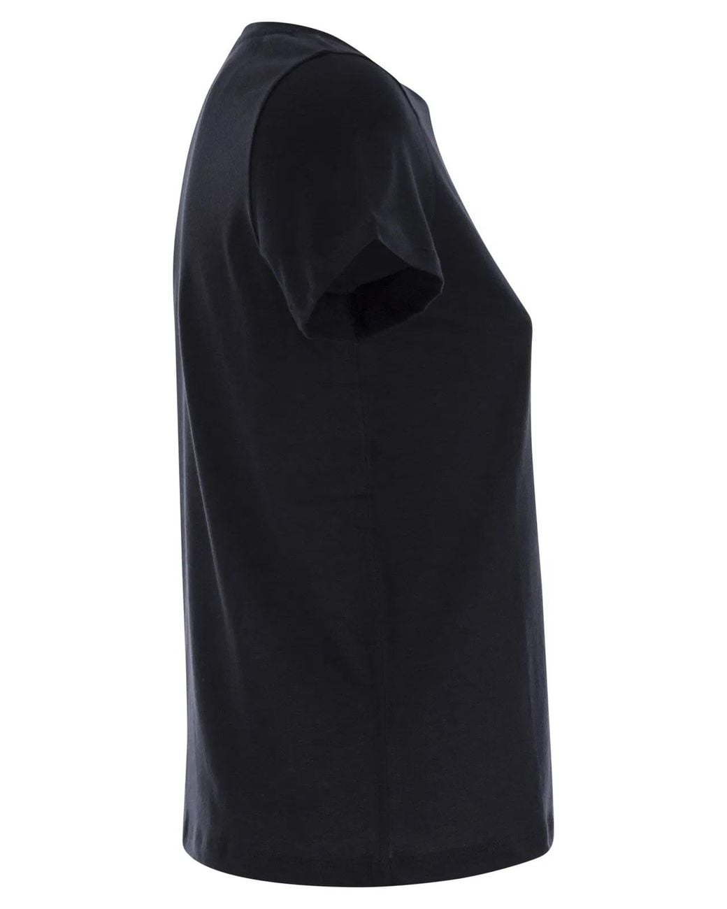 Majestic Black Crew-Neck Short-Sleeved Cotton T-Shirt