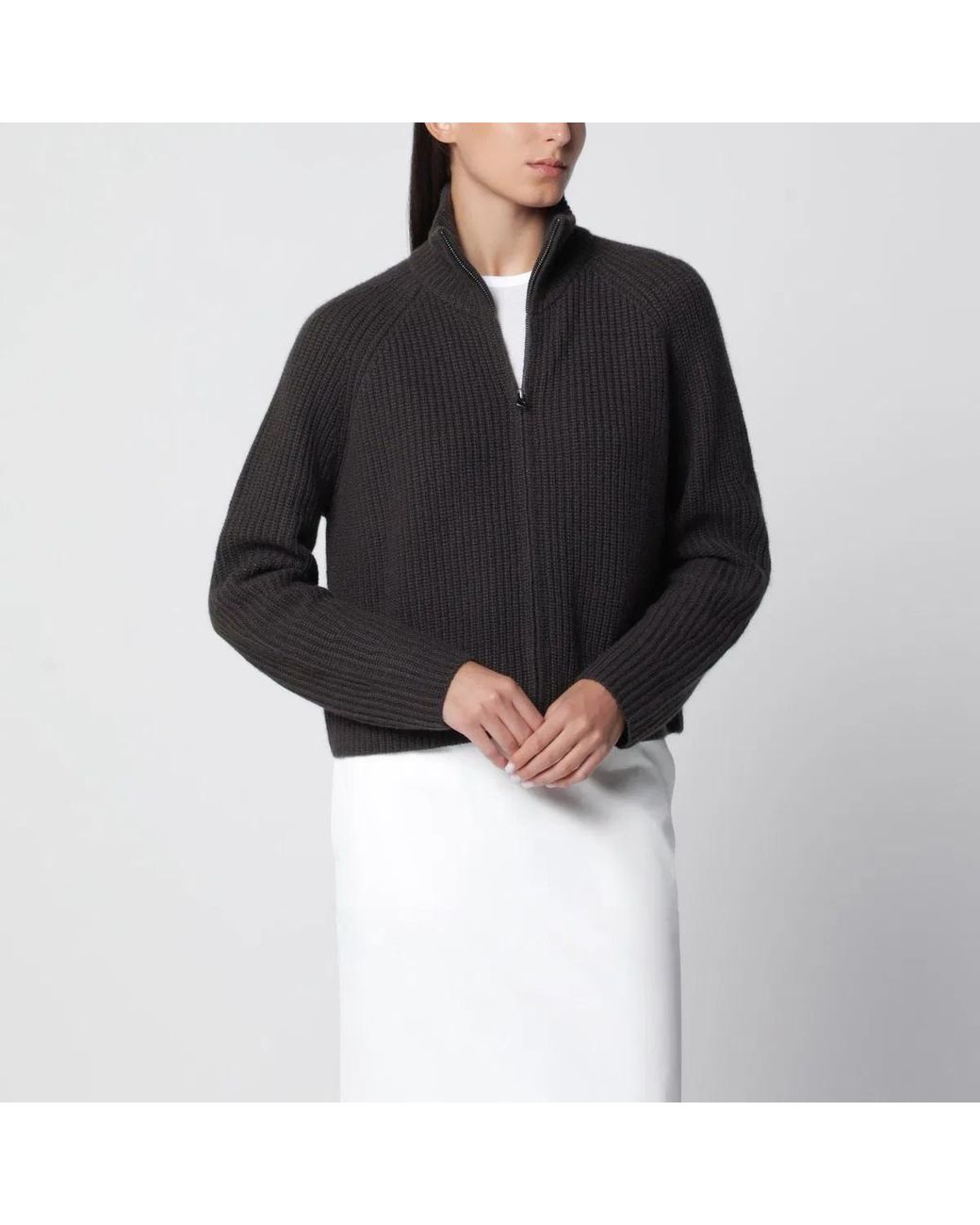 Lisa Yang Black Dark Sadie Zipup Cashmere Cardigan