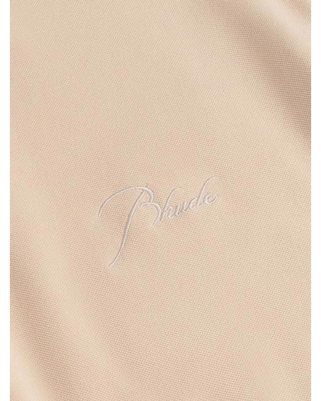 Rhude Natural Pique Snap Short Sleeve Polo T-Shirt for men