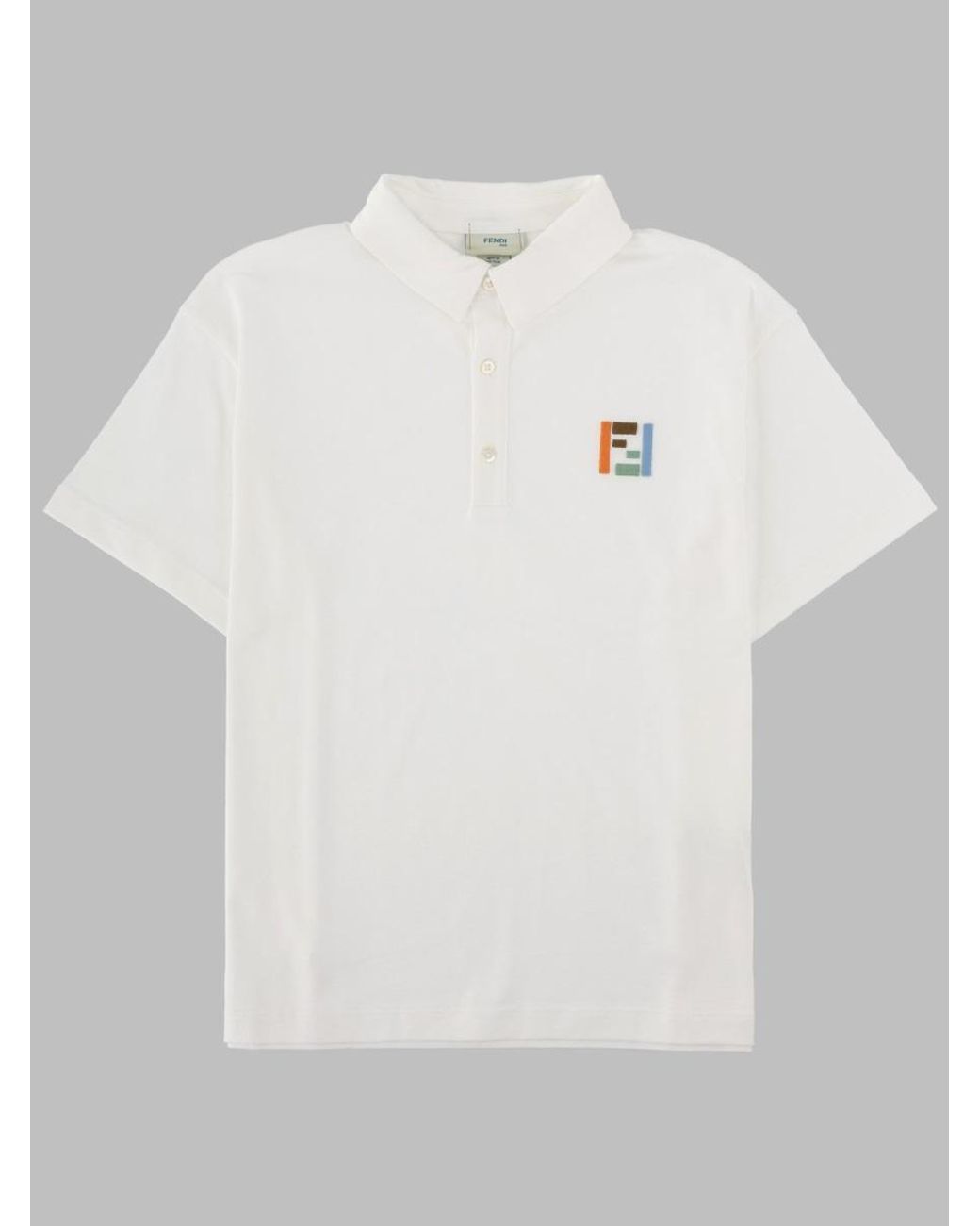 Fendi White Kids Cotton Polo Shirt With Ff Logo