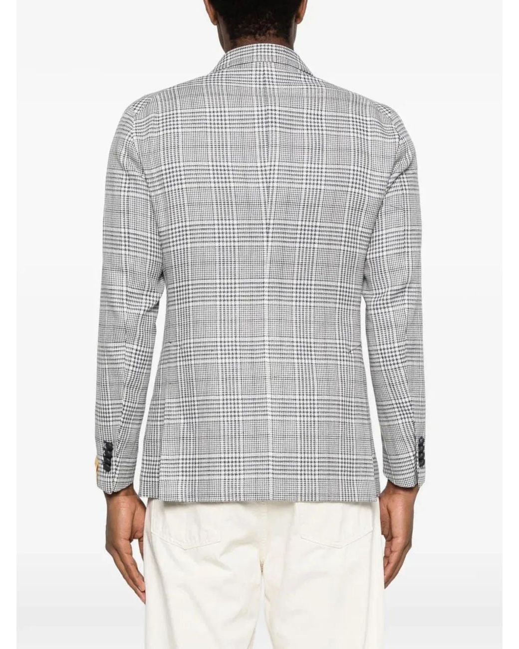 Tagliatore Gray Double-Breasted Plaid Blazer for men