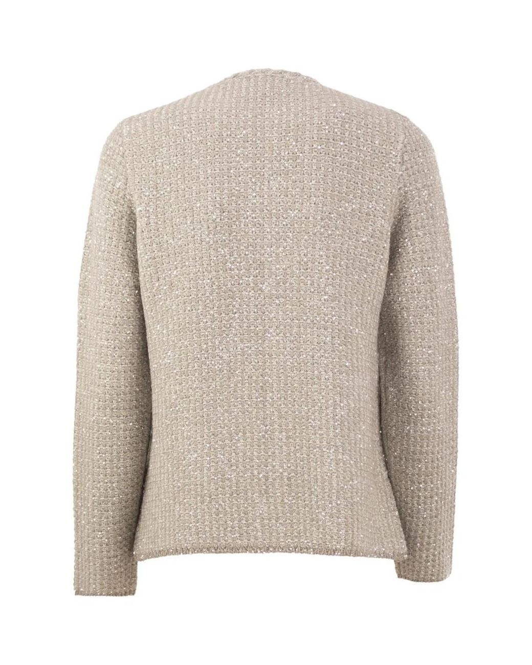 Fabiana Filippi Natural Bouclé Jacket With Sequins And Zip Fastening