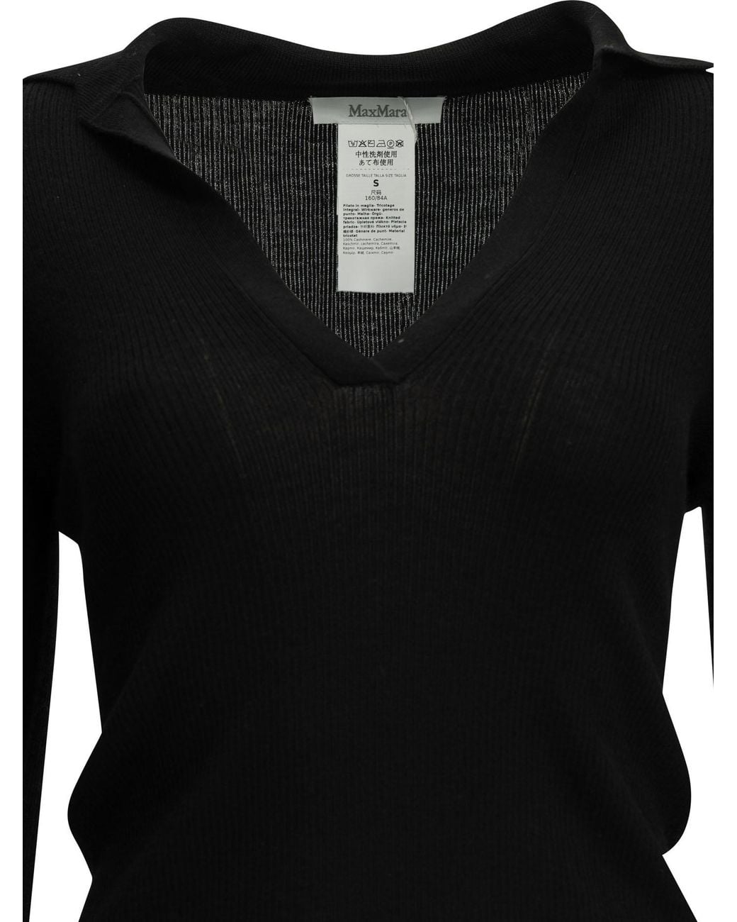 Max Mara Black Cashmere Polo Shirt