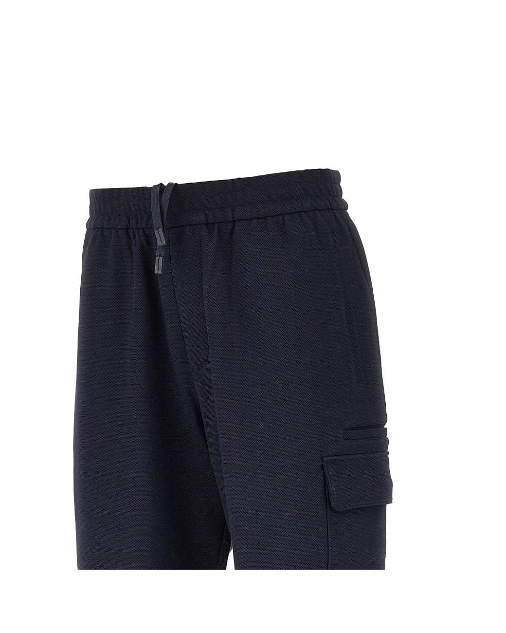 Emporio Armani Blue Travel Essential Piquet Jersey Cargo Pants for men