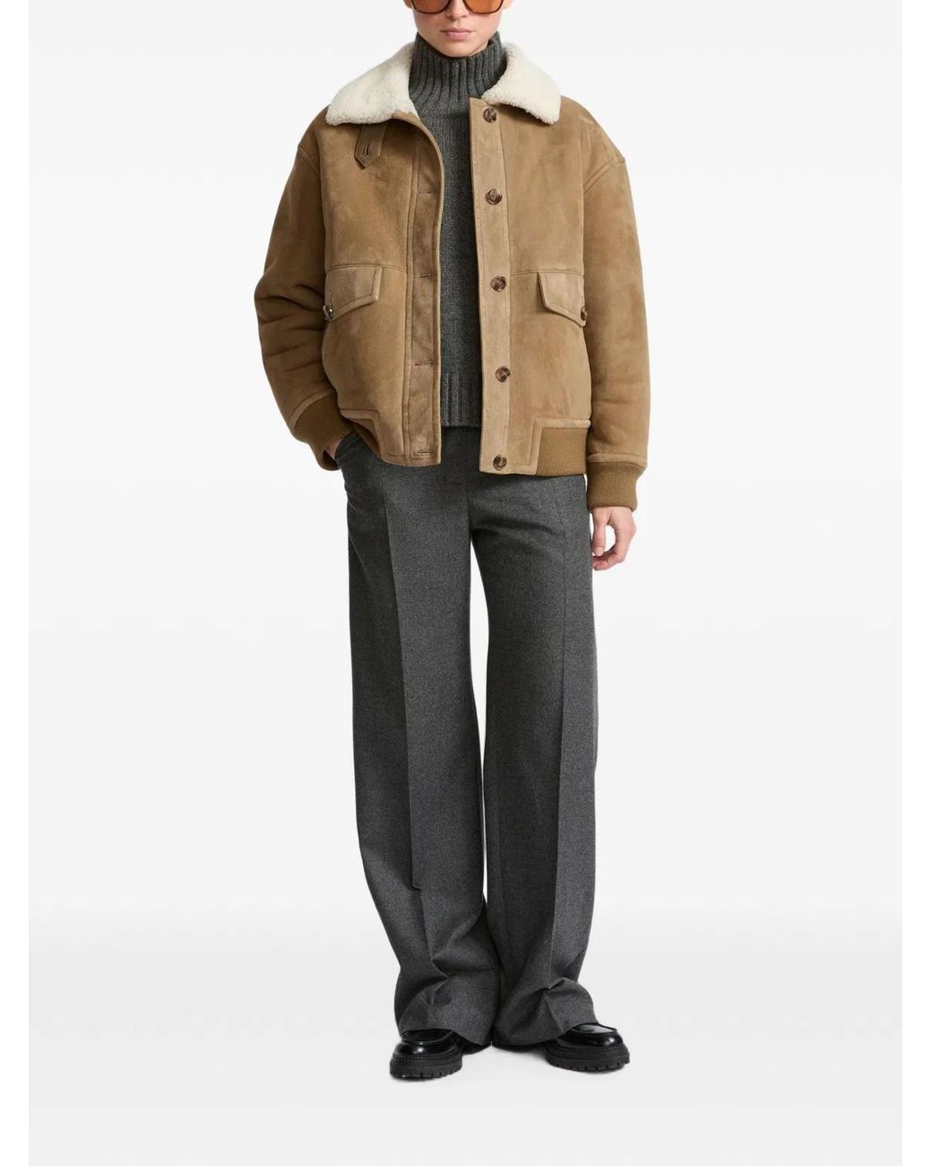 Yves Salomon Natural Chouquette Shearling Jacket