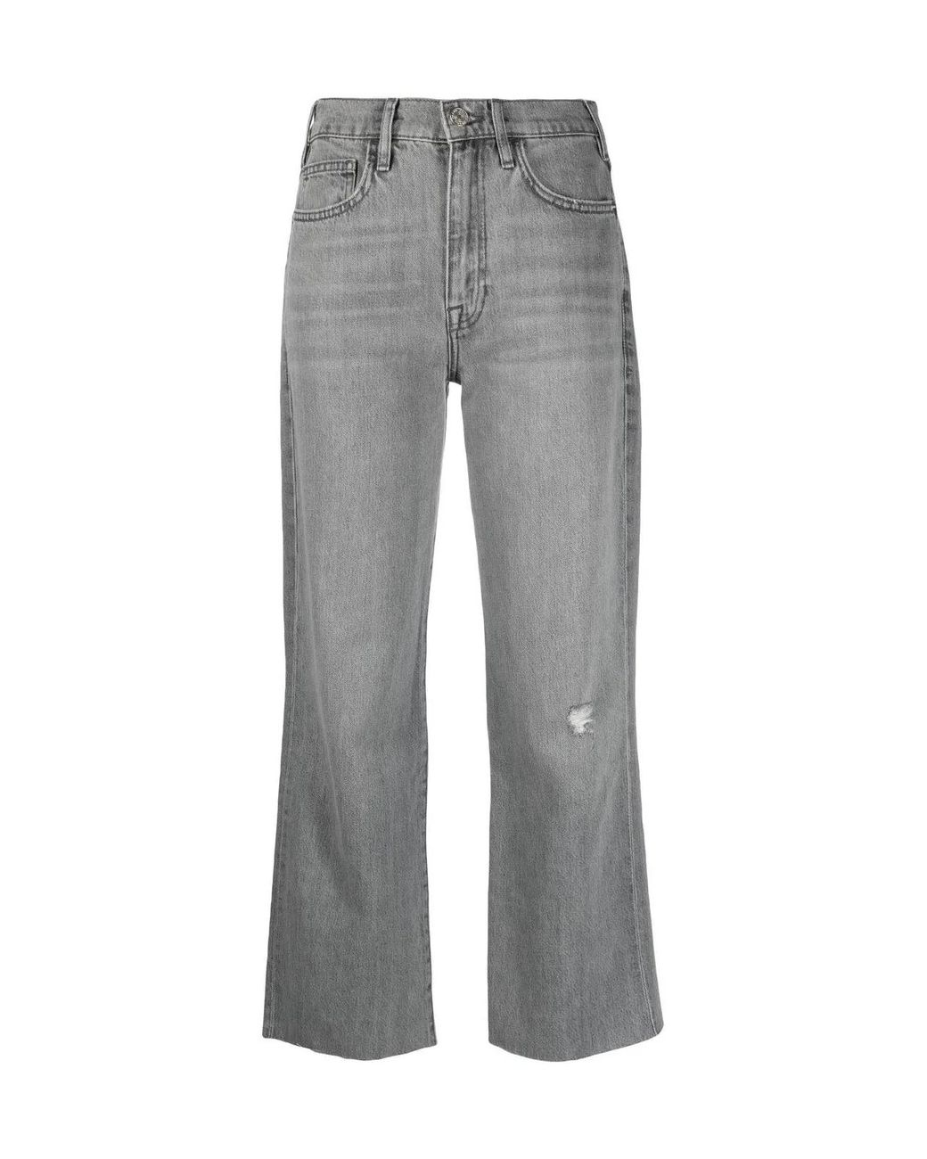 FRAME Gray Le Jane Crop Raw After Jeans
