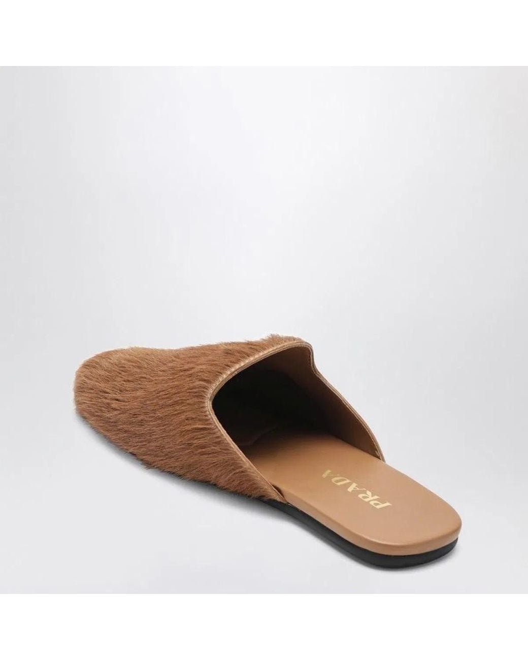 Prada Brown Sandy Hairy-Effect Sabot