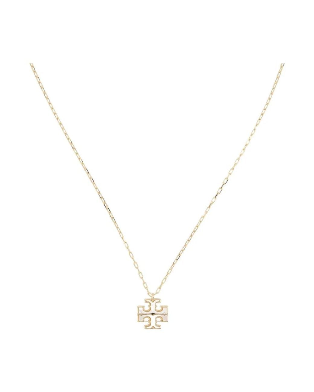 Tory Burch Metallic Moondance Mother Of Pearl Pendant Necklace
