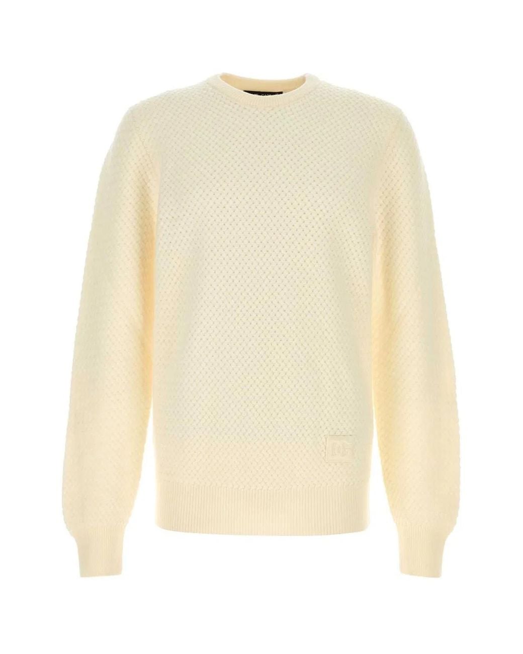 Dolce & Gabbana Natural Dolce & Gabbana Ivory Wool Sweater for men