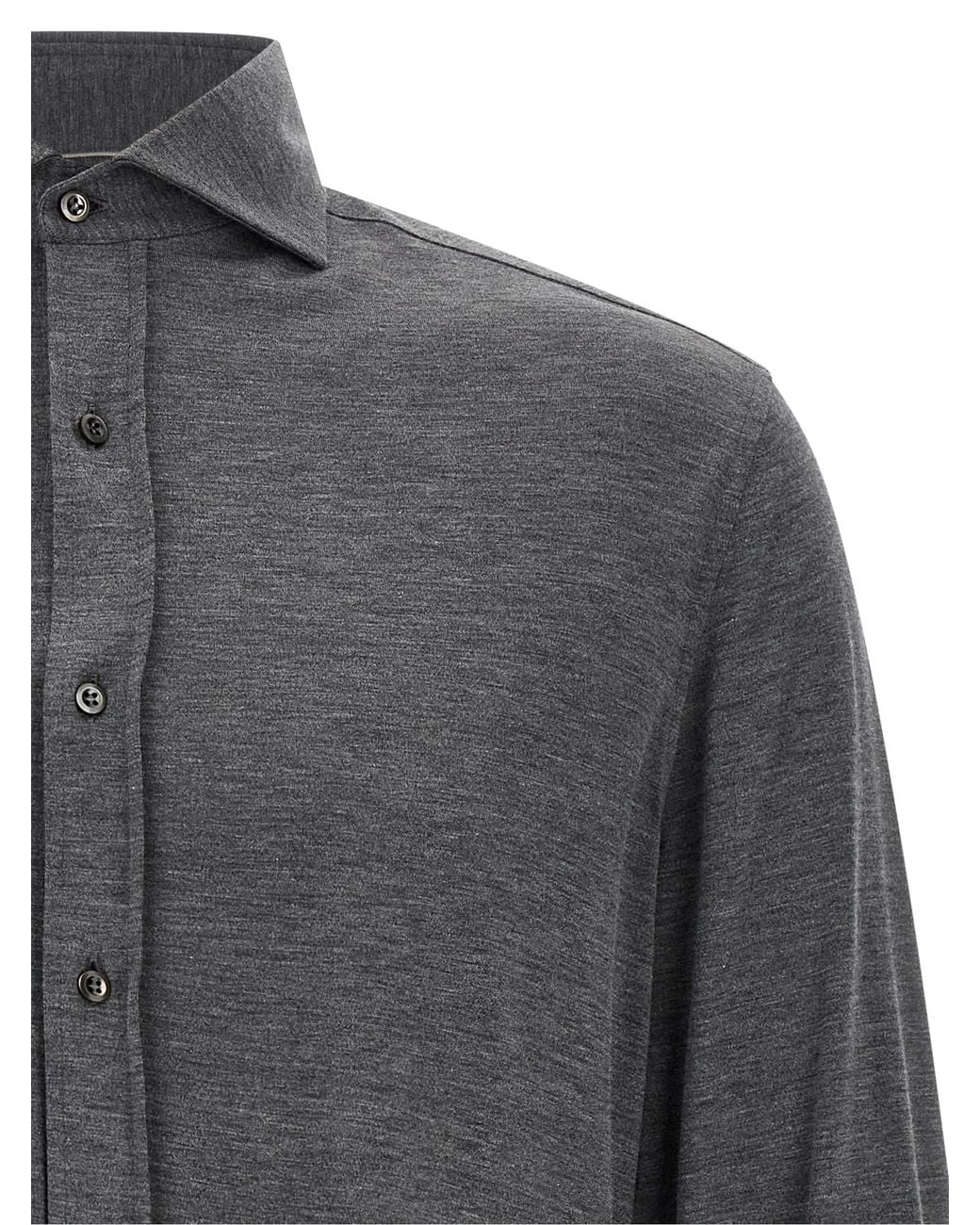Brunello Cucinelli Gray Cotton And Silk Shirt for men