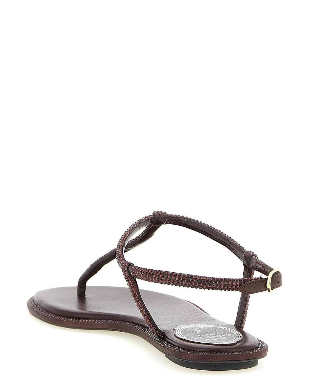 Rene Caovilla Brown Viscose Flat Sandals