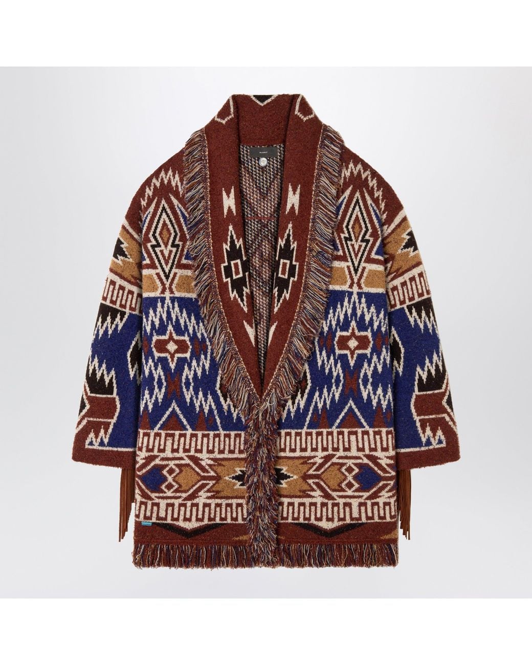Alanui Blue Amazing Journey Virgin Wool Cardigan