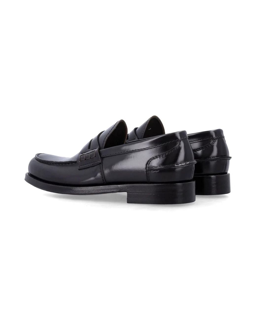 Green George Black Polished Leather Loafers for men
