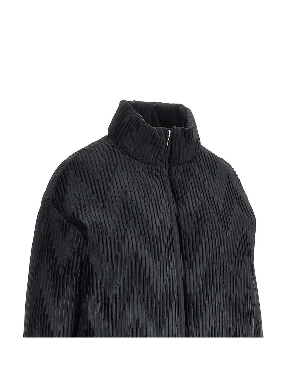 Emporio Armani Black Pleated Satin Down Jacket
