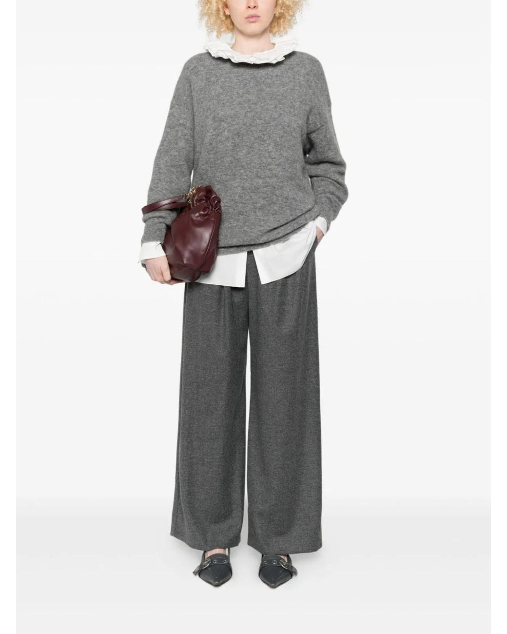 Susanne Bommer Gray Cotton Blend Trousers