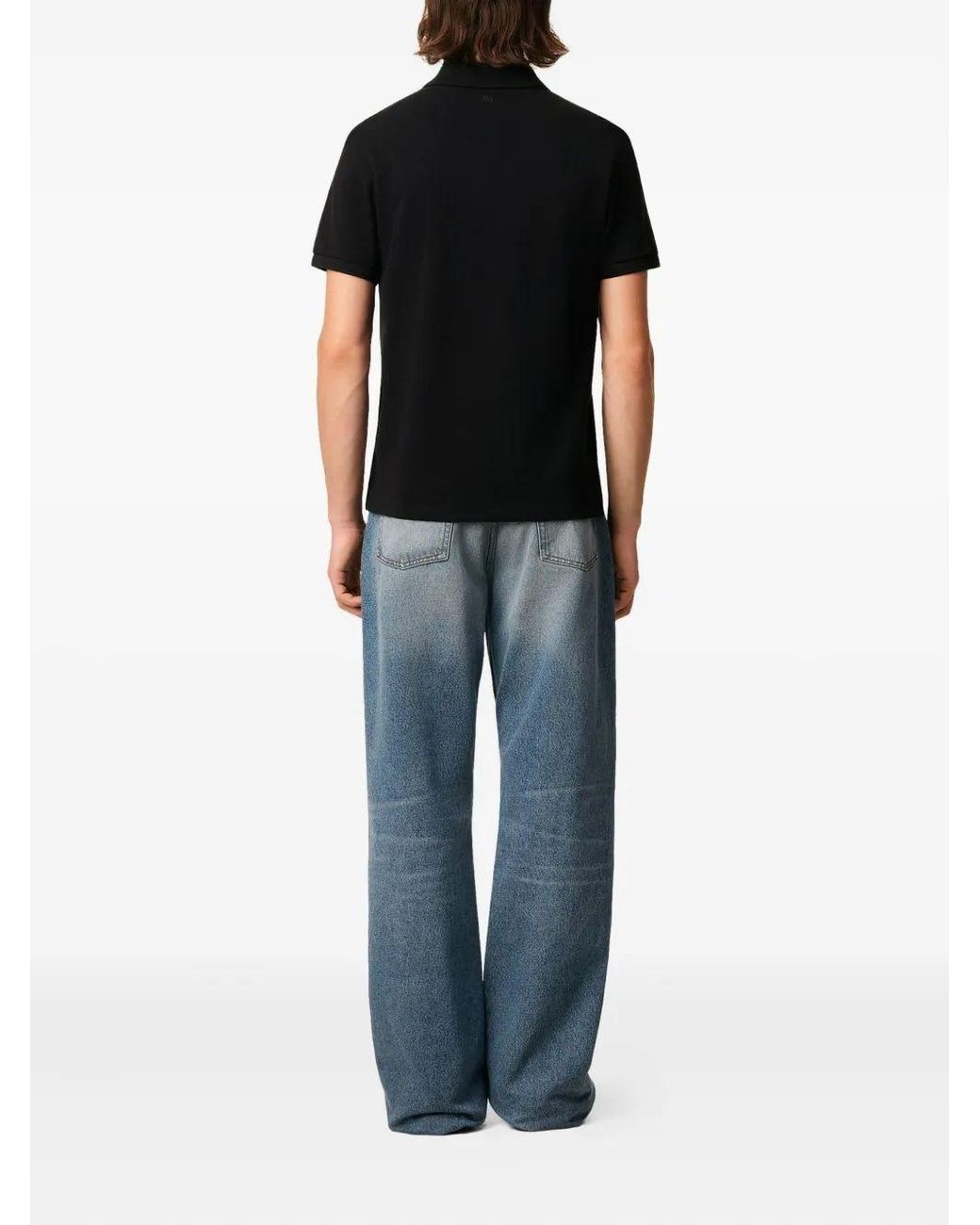 AMI Black Cotton Polo for men