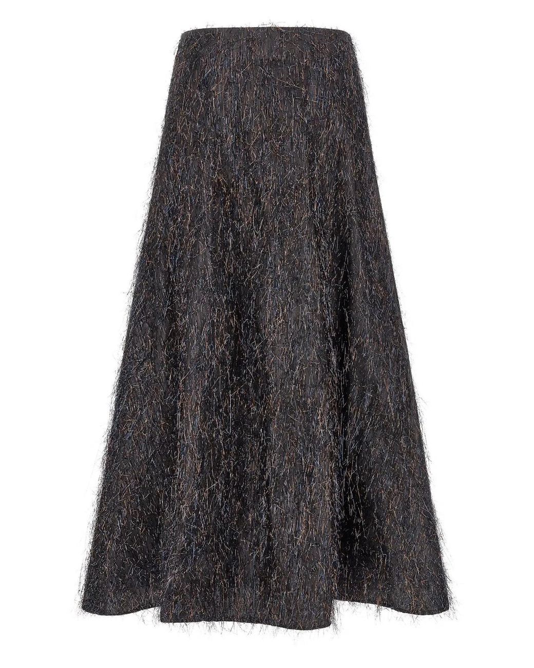 Peserico Gray Skirt With Metallic Fringes