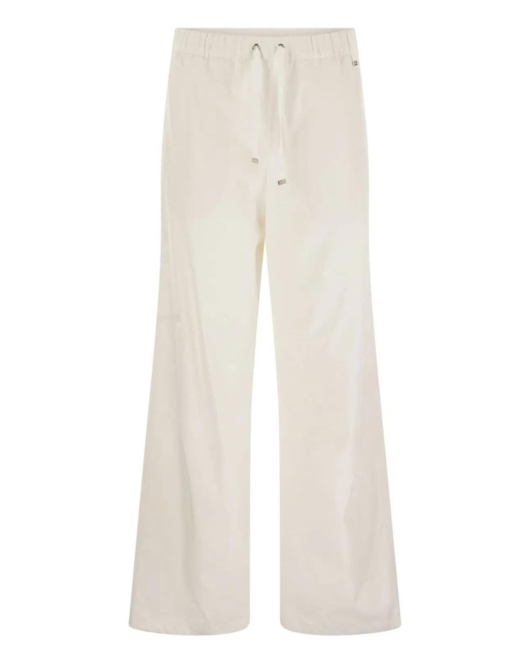 Herno White Resort Cotton Trousers With Drawstring