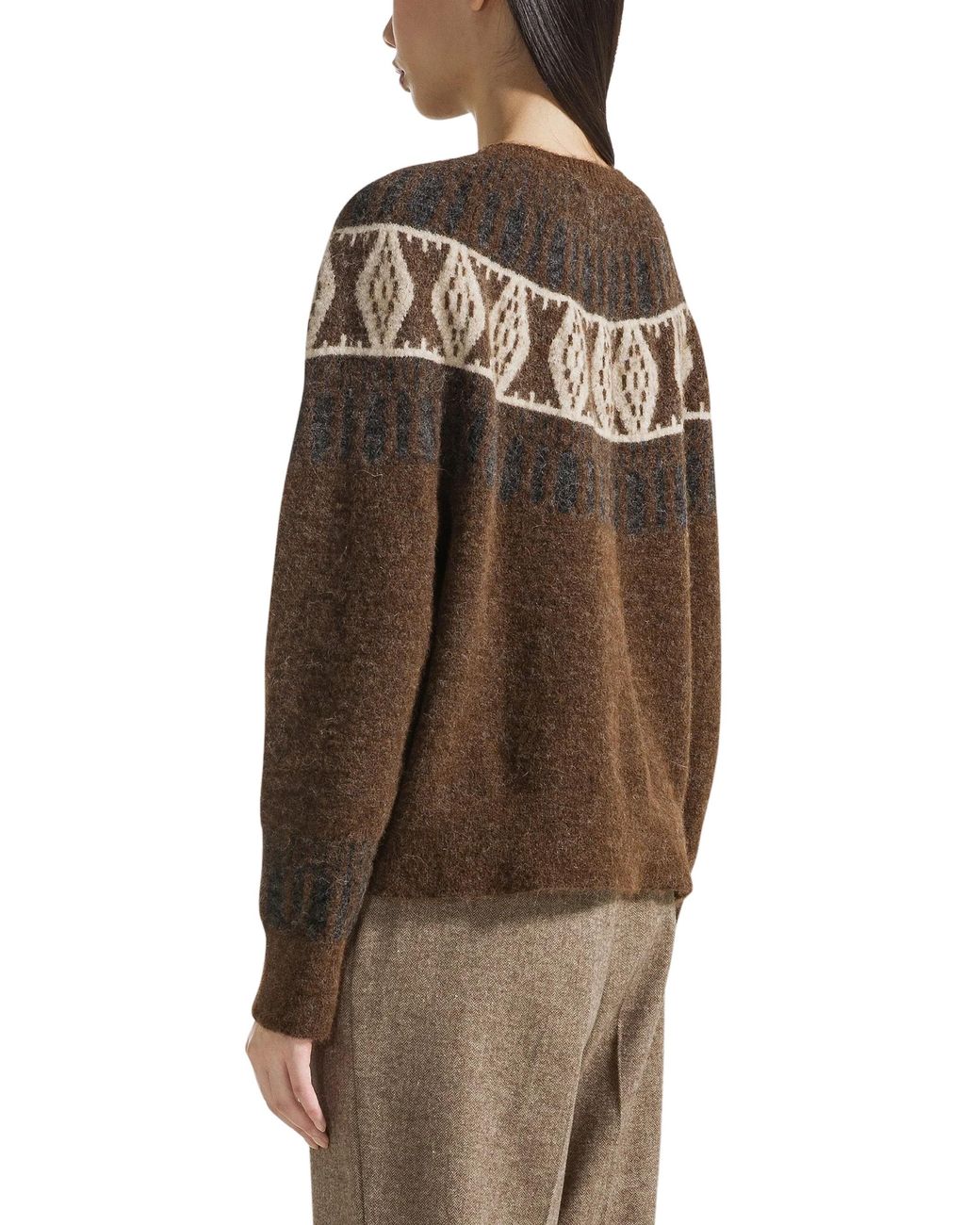 SEVENTY VENEZIA Brown Jacquard Crewneck Sweater