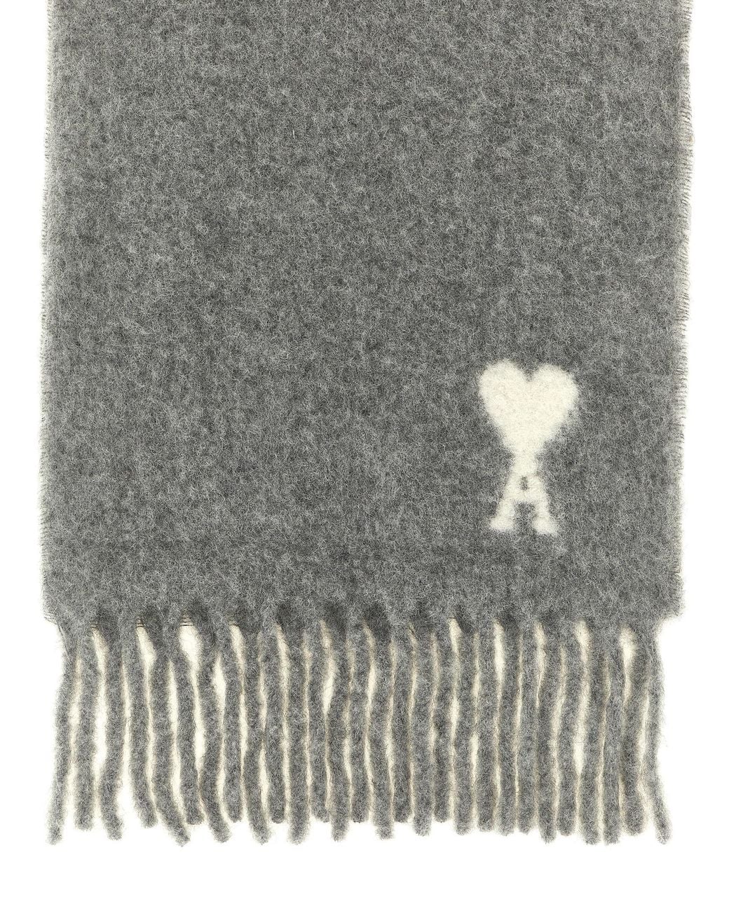 AMI Gray Alpaca Leather Foulard