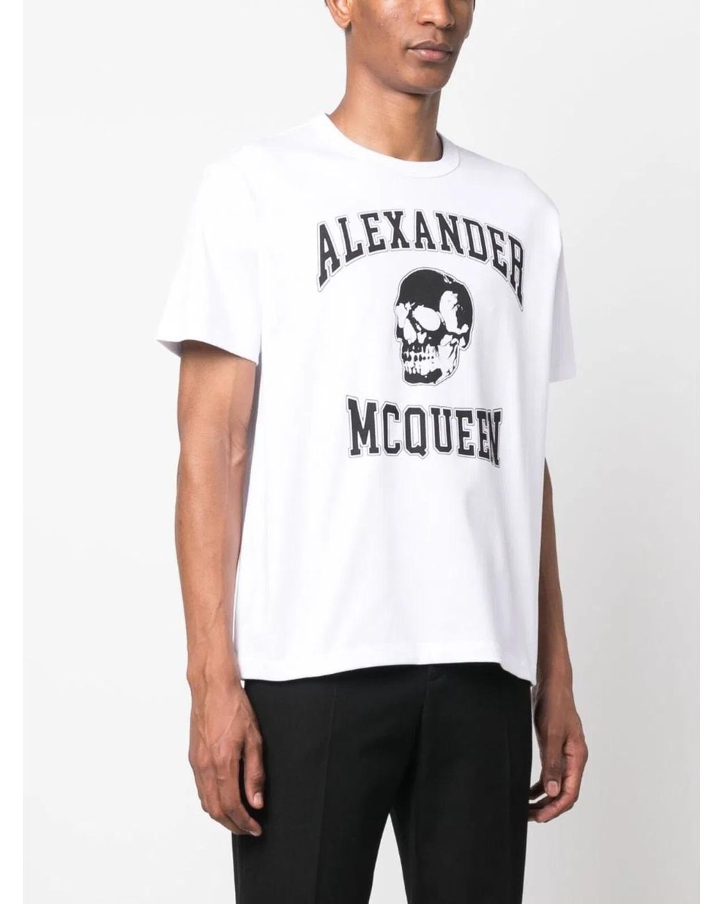 McQueen Blue Skull Logo T Shirt for men