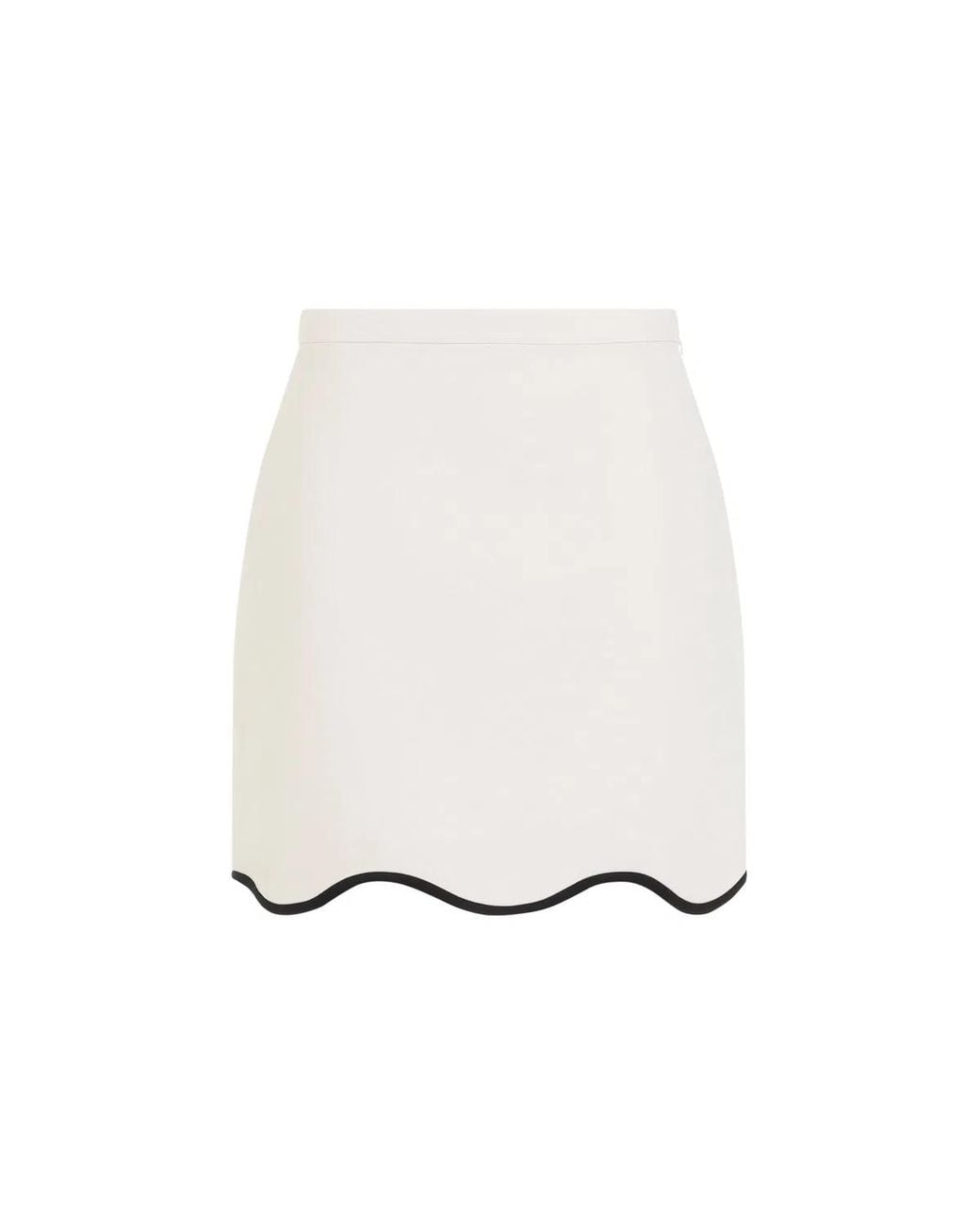 Valentino Natural Vaniglia Nero Crepe Couture Mini Skirt