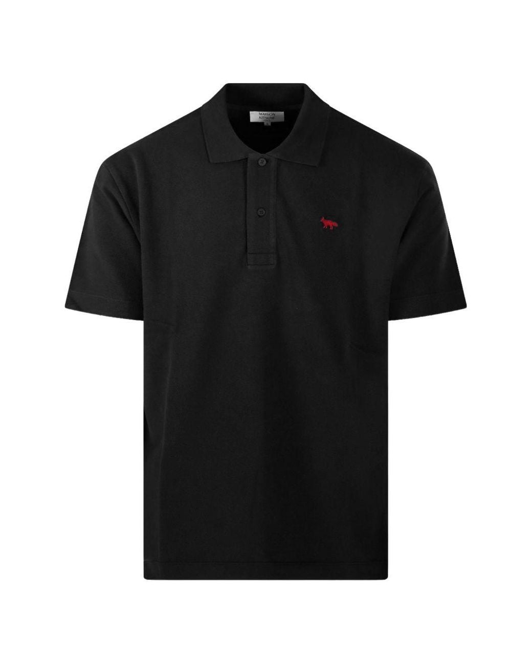 Maison Kitsuné Black Maison Kitsuné Profile Fox Cotton Polo Shirt for men