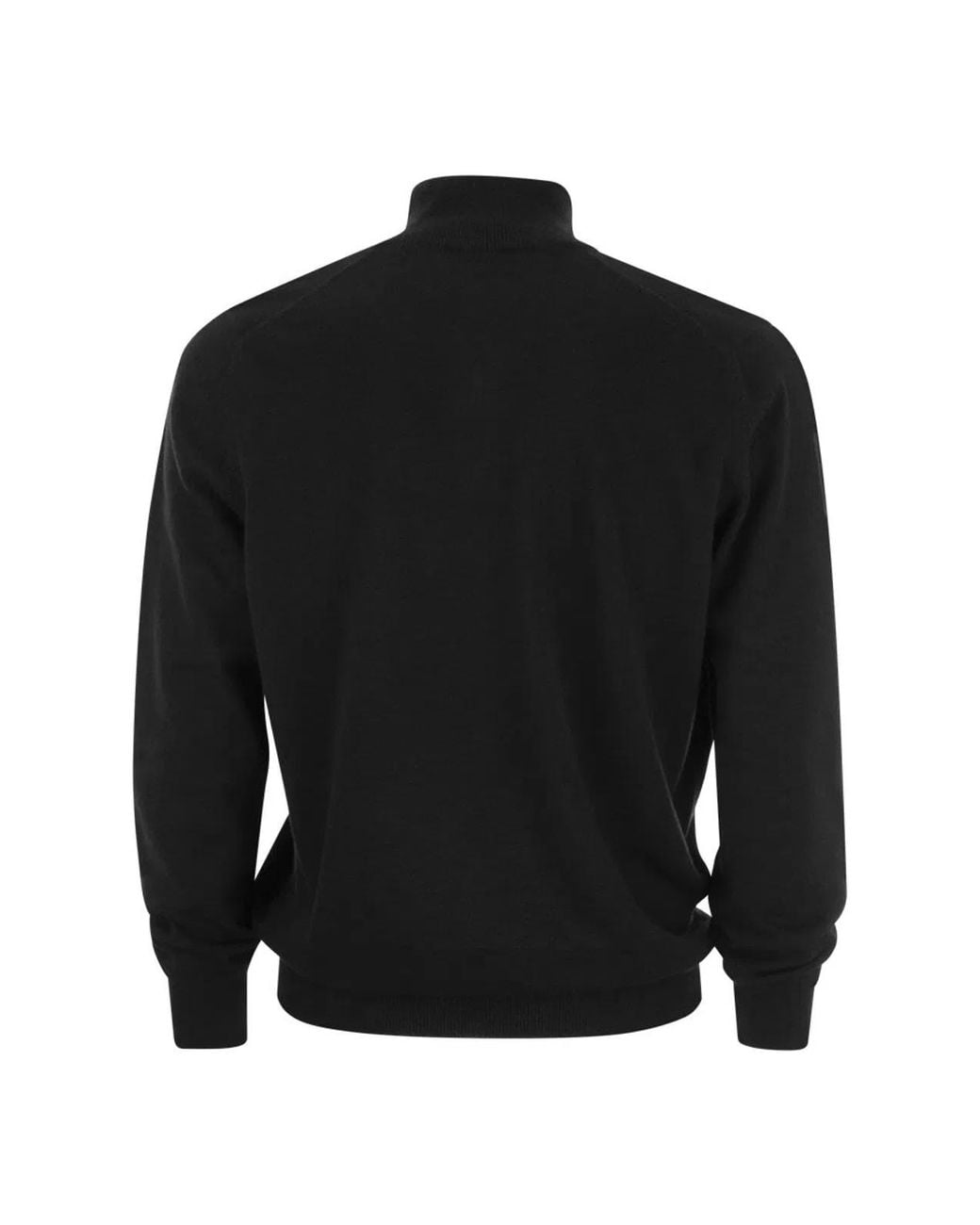 Brunello Cucinelli Black Cashmere Turtleneck Sweater With Zip for men