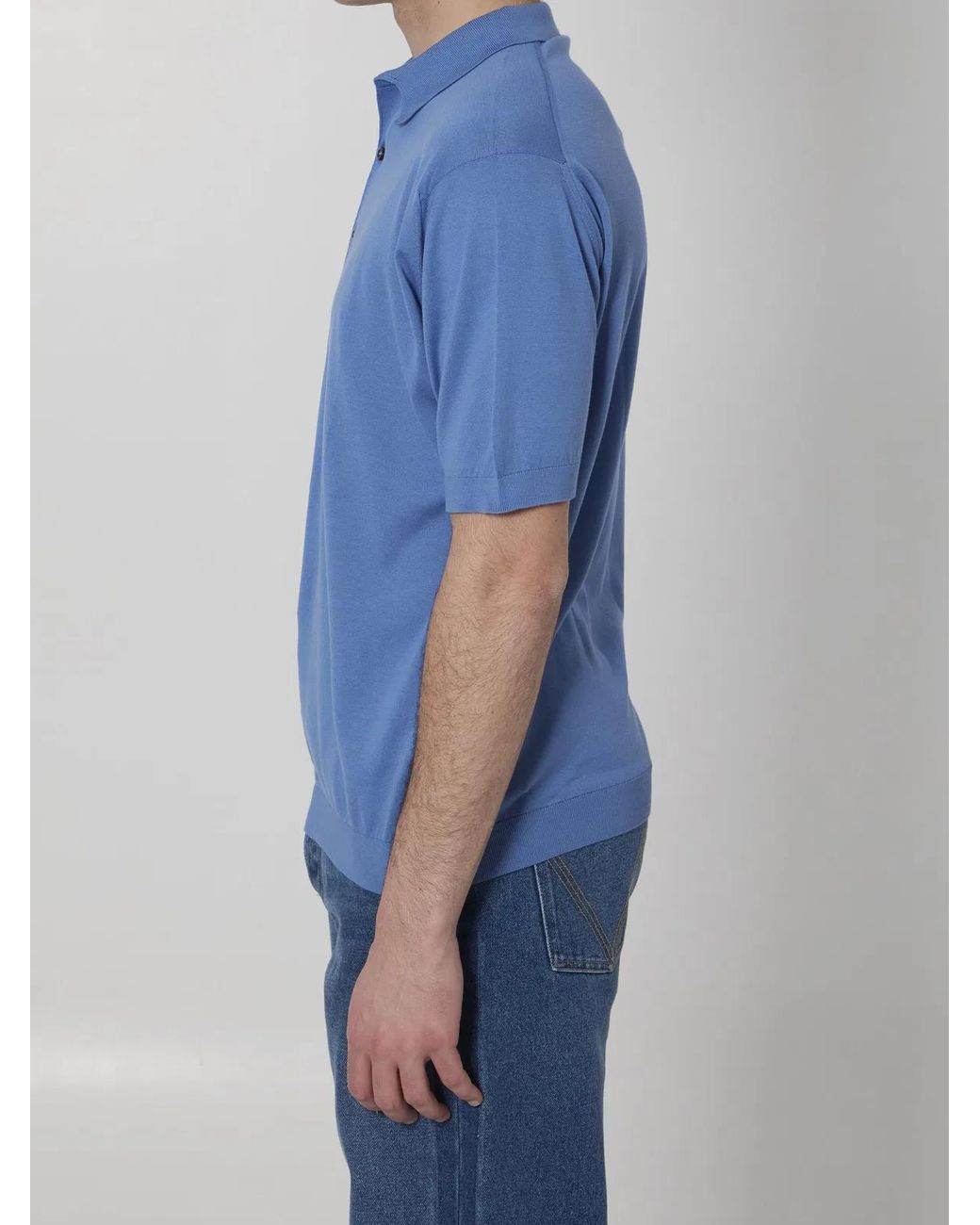 John Smedley Blue Adrian Polo Shirt for men