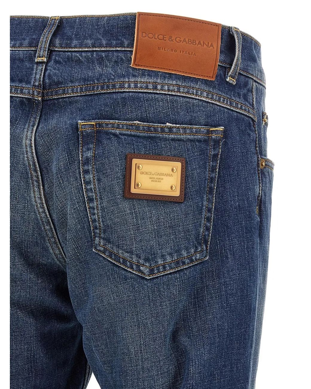 Dolce & Gabbana Blue Dolce & Gabbana Logo Plaque Jeans for men