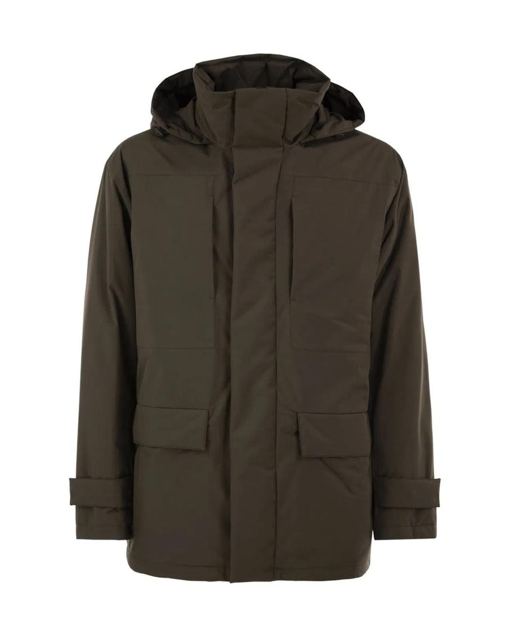Herno Black Technical Hooded Padded Parka for men