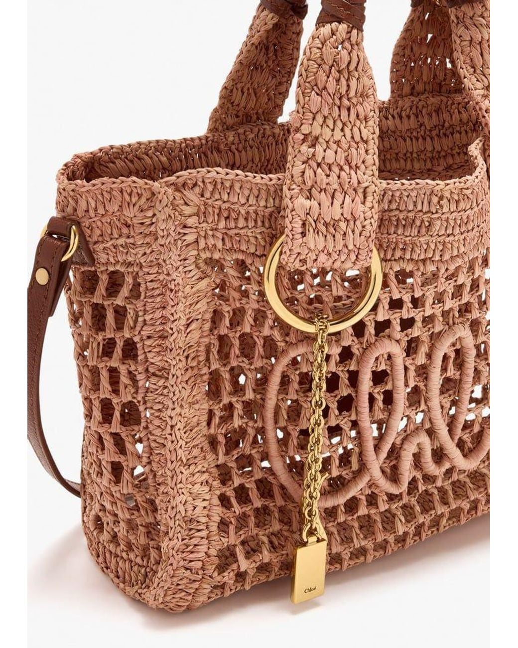 Chloé Brown Antiqued Raffia Summer Banana Shopping Bag