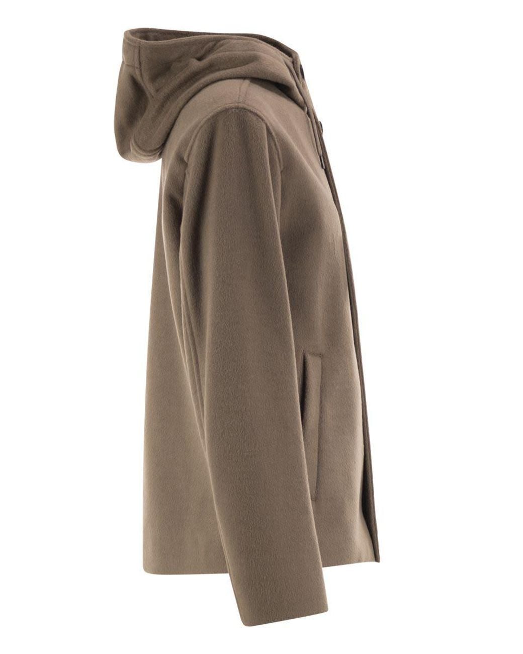 Herno Brown Wool-Effect Hooded Jacket for men