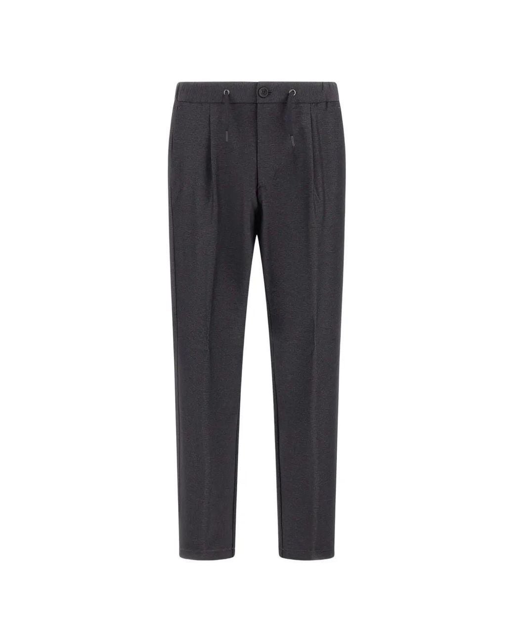 Herno Blue Mélange-Effect Pleated Trousers for men